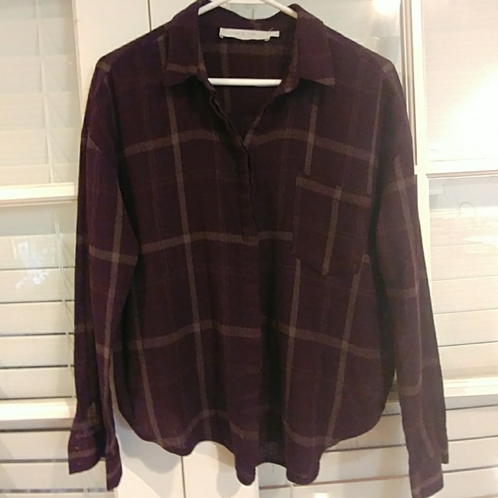 ASTR purple plaid button down